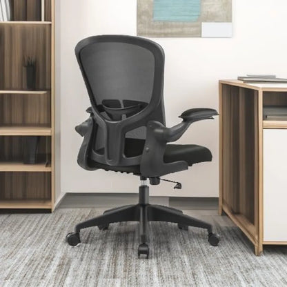 ergonomic office chair with swivel, adjustable height and lumbar support, wheels for pc desk