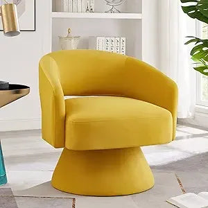 Swivel Barrel Chair, Modern Upholstered Velvet Accent Chair with Open Backrest, Comfy Single Sofa Chair Armchair with 360 Degree