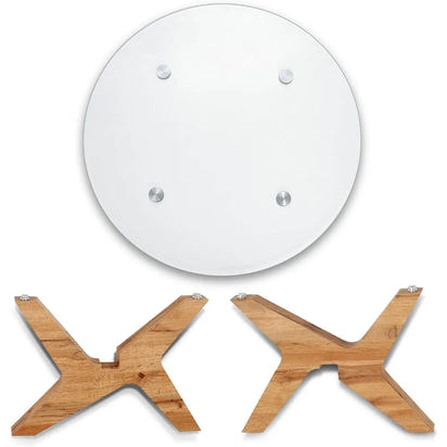 Round Glass Coffee Table, 31.5 in Clear Accent Table Cocktail Table with MDF Leg and Tempered Glass Top