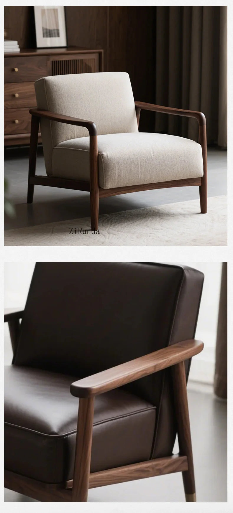 New Chinese walnut solid wood sofa chair Modern simple homestay negotiation leisure chair