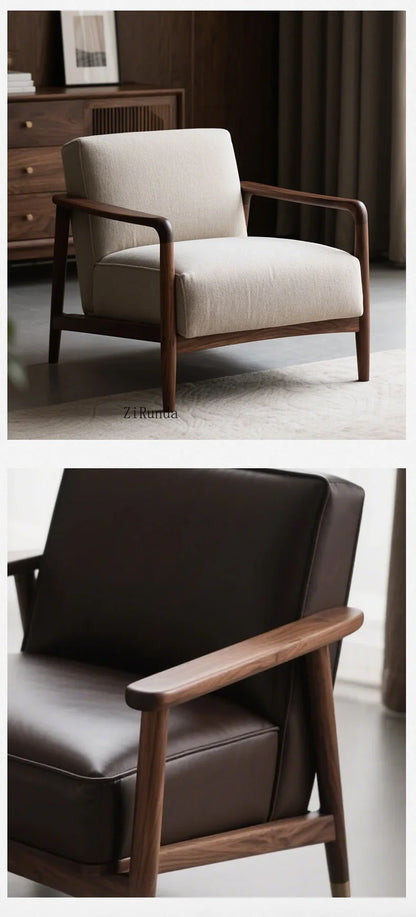 New Chinese walnut solid wood sofa chair Modern simple homestay negotiation leisure chair