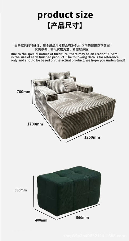 SofaVacuum Compression Sofa Living Room Villa Bedroom Cinema Lounge Chair Fabric Big Stripe Lazy Sofa Bed