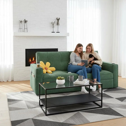 Queen Size Sofa Bed Loveseat 73'' Convertible 2 Seater with Pull out Bed Pockets And USB Ports Modern Design Customizable
