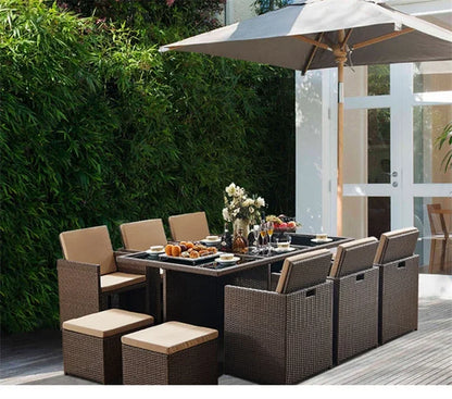Outdoor Table Chairs Patio Rattan Furniture Set Italian Leisure Open-air Garden Furniture Sets Waterproof and Sun-proof Armchair
