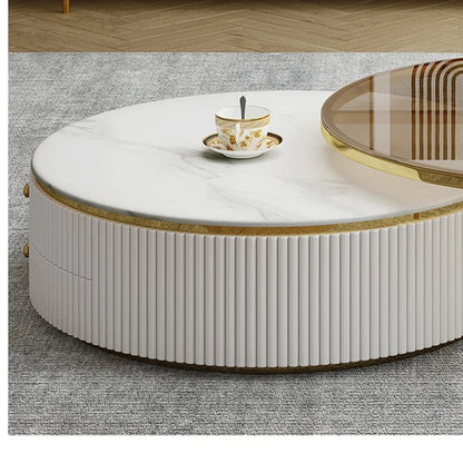 D178 Y Coffee Table Modern Living Room Size round Combination Rounded Corner Paint Metal Complete Set Stone Plate round Coffee T