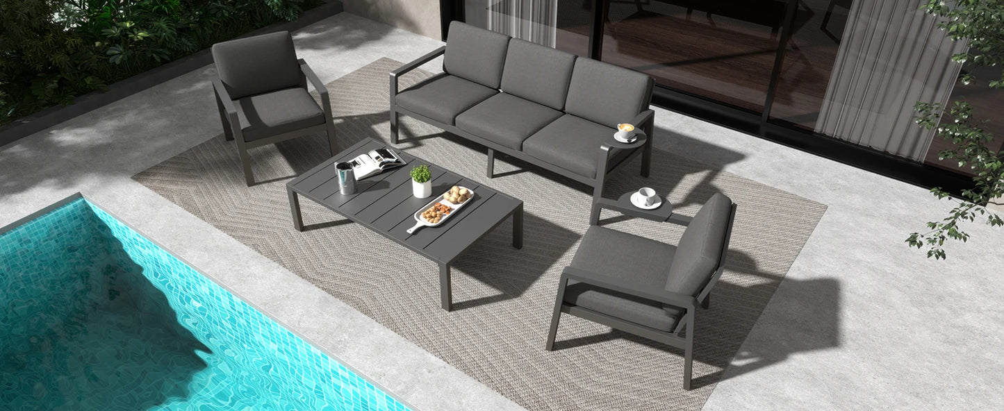 Ready to Ship Hot Sale Metal Outdoor Sofa Set Weather Resistance Patio Conversation Set Waterproof Garden Sofa Set Modern