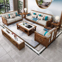 New Chinese-style solid wood sofa combination modern simple Zen Chinese style living room concubine corner wooden light luxury