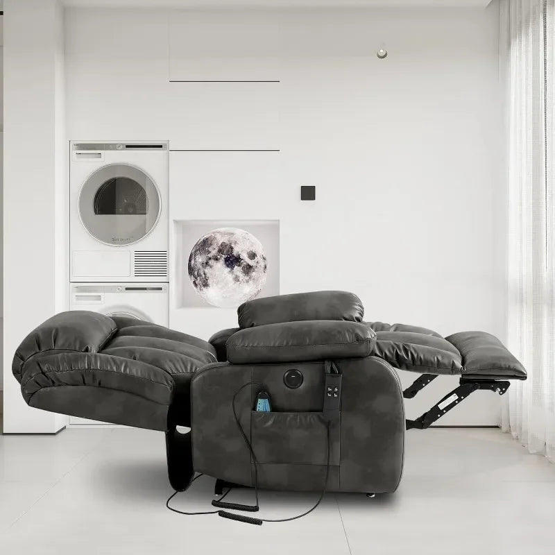 Infinite Position Power Lift Chair Lay Flat Recliner Dual Motor Sleeper Chair With Massage And Heating For Elderly Controllable