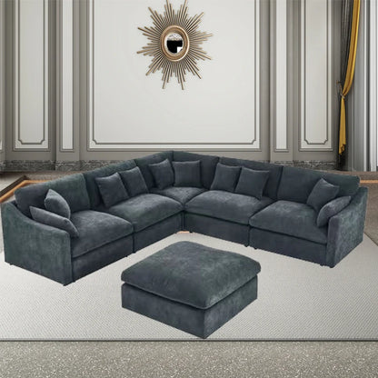 Modern Chinese Style Modular Sofa Set Wood Furniture for Living Room and Hotel Stylish House Furniture Black Corner Could Sofa