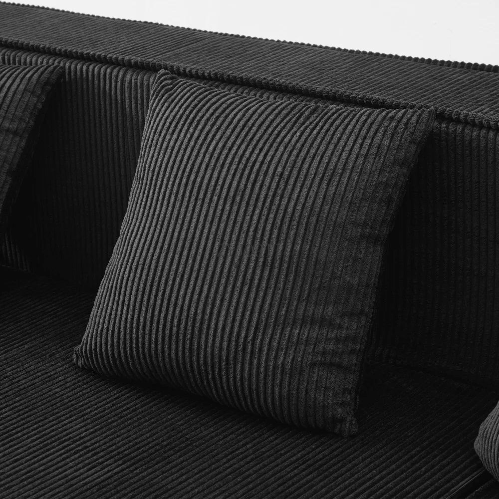 Modern U-Shaped Sectional Sofa 130" Sectional Sofa Upholstered Sofa with RGB LED Light Strip and 6 Pillows for Living Room