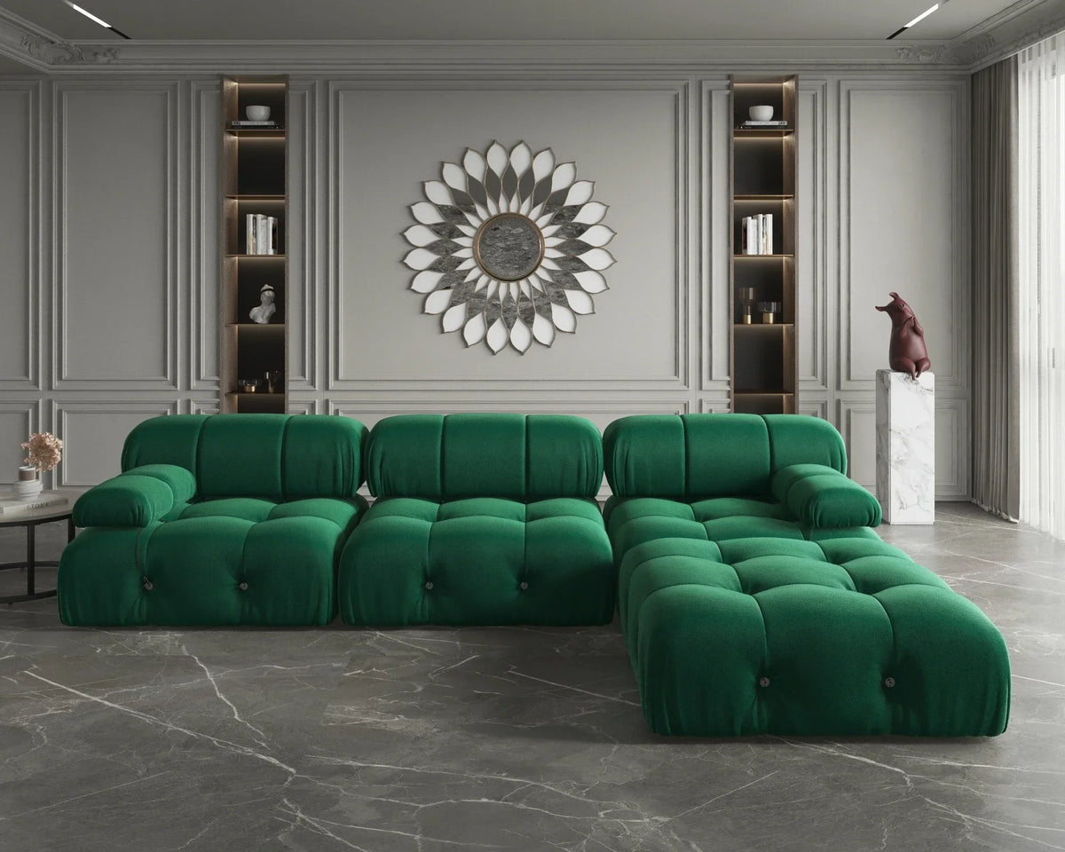 A For ATUNUS Popular Design Corner Modular Sectional Sofa Artistic High Fashion Velvet Fabric U Shape Couch For Hotel
