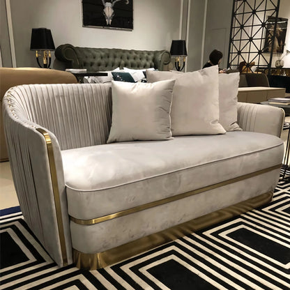 Factory Direct Sales of the Latest Design Luxury Sofa，Velvet Apricot Fabric Living Room Sofa for Hotel Apartment，Sizes Availa