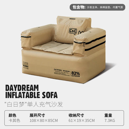 Double and Single Inflatable Sofa with Built-in Air Pump, Comfortable and Portable for Camping and Leisure Home Use
