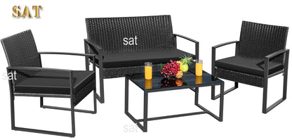 A Patio Furniture Set Outdoor Conversation Textilene Fabric Chairs for Lawn, Garden, Balcony, Poolside with A Glass Coffee Table