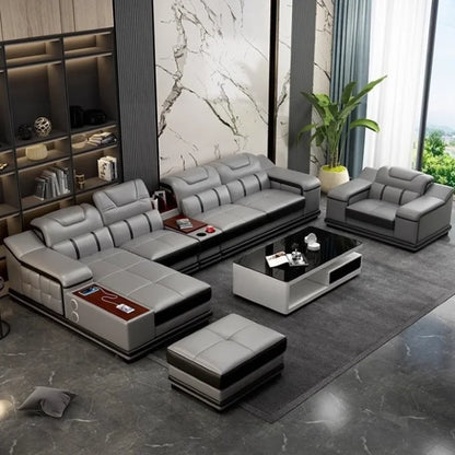 Genuine Leather Luxury Sofas Italian Minimalist Living Room Apartment Sofas Comfortable Straight Chaises De Salon Furnitures