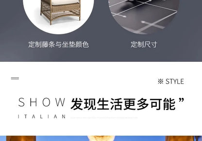 Outdoor rattan sofa outdoor courtyard garden terrace leisure sofa chair combination