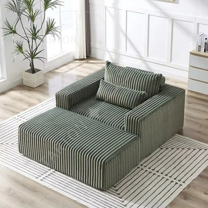 Modern Luxury New Striped Velvet Fabric Single Seat Compression Sofa with Ottoman Space-Saving for Living Room Bedroom