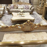 Luxury European-style villa leather sofa combination
