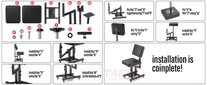 TAIDU Multi Functional Tattoo Chair Leathery Back Adjust Tattoo Salon Chairs Steel Frame Lift Tattoo Bench For Tattoo Artist