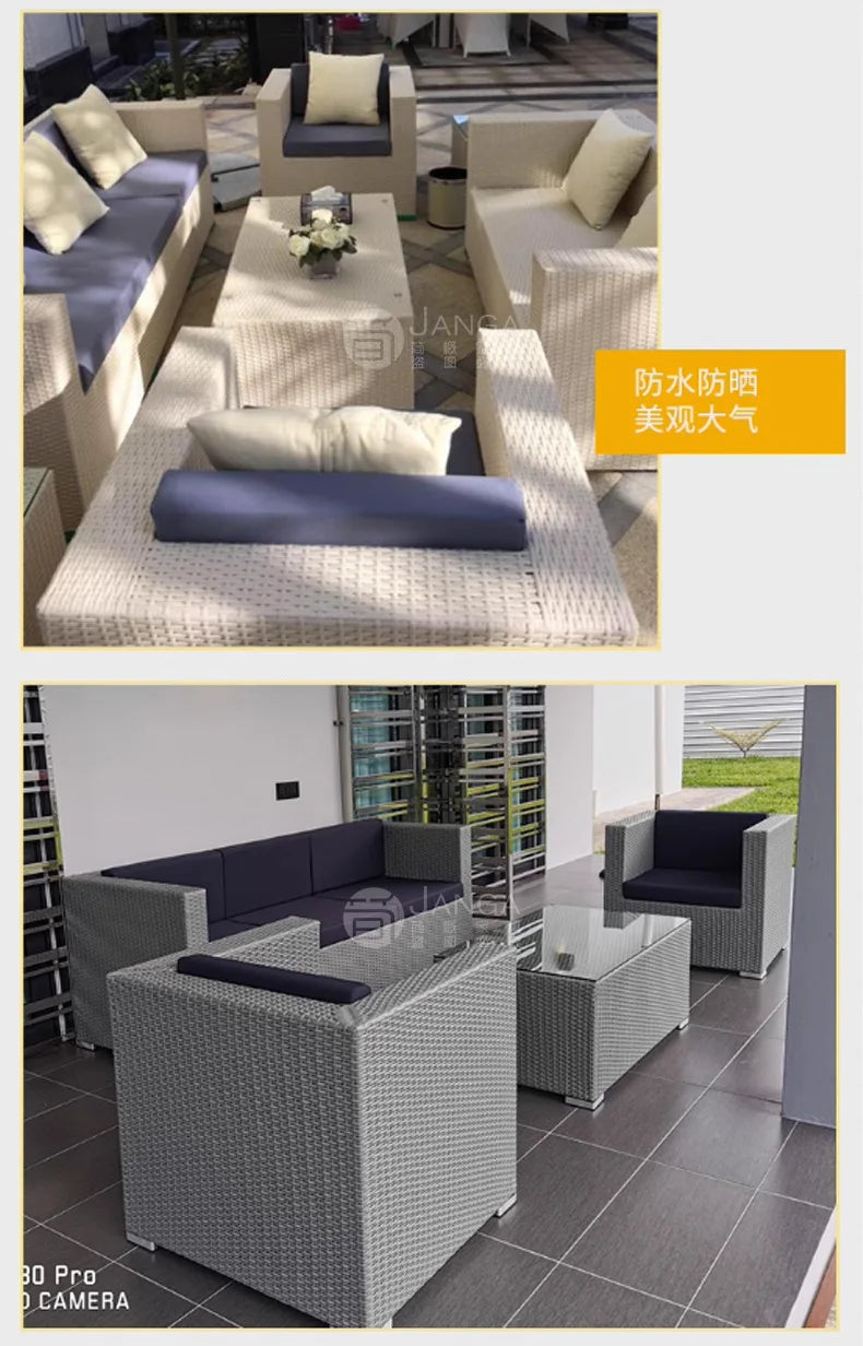 Outdoor villa courtyard sofa hotel B & B terrace waterproof sunscreen sofa furniture indoor and outdoor rattan weaving