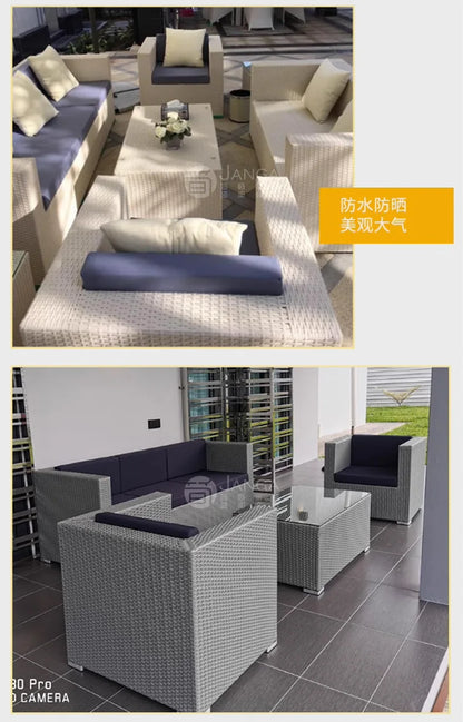 Outdoor villa courtyard sofa hotel B & B terrace waterproof sunscreen sofa furniture indoor and outdoor rattan weaving