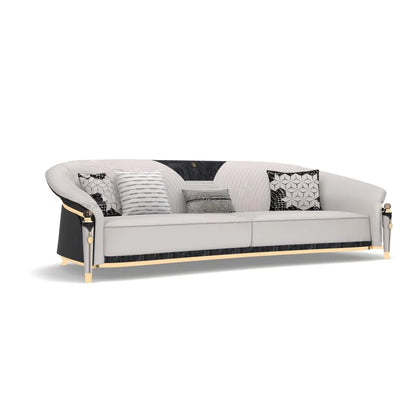 Hot Selling Italian Design Modern Genuine Leather Three Seat Sofa with Stainless Steel Legs for Living Room