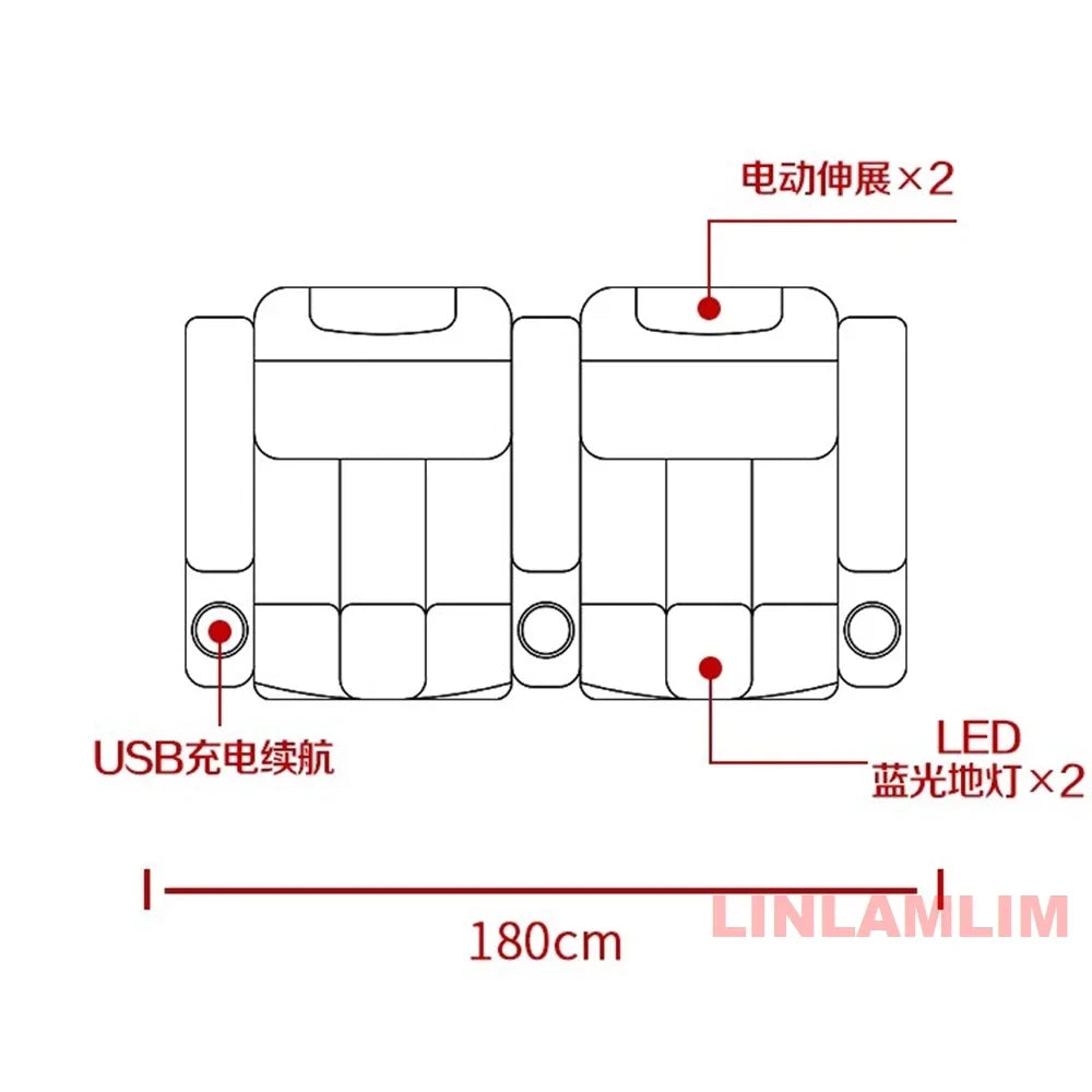 Linlimlam Luxury Genuine Leather Electric Recliners Cinema Chairs with Cup Holder, LED Light – Home Theater Power Reclining Sofa