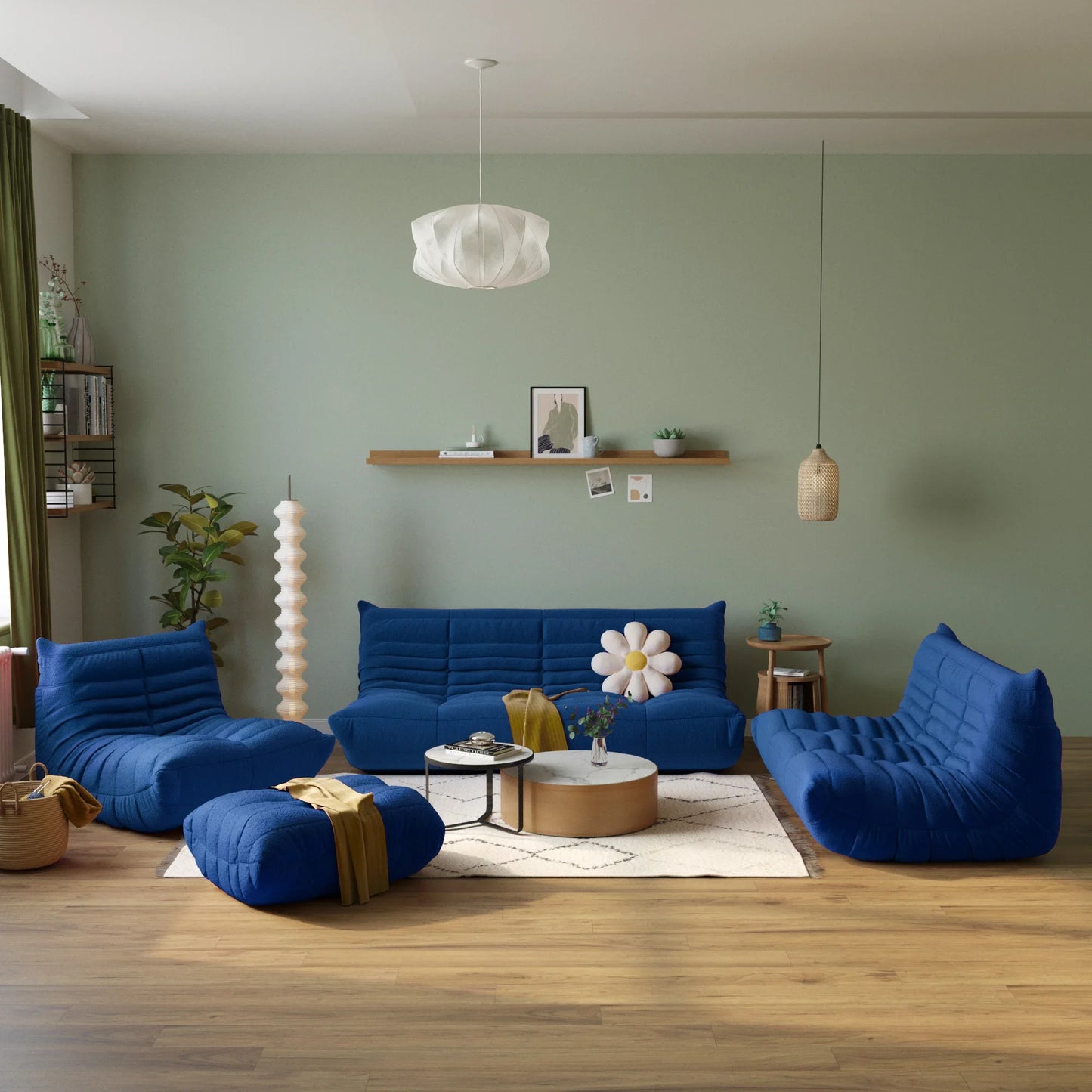 Drop Shipping Nordic White Living Room Sofa 3 Seater Couch Compressed Vacuum Foam Floor Lazy Chair Sofa Set