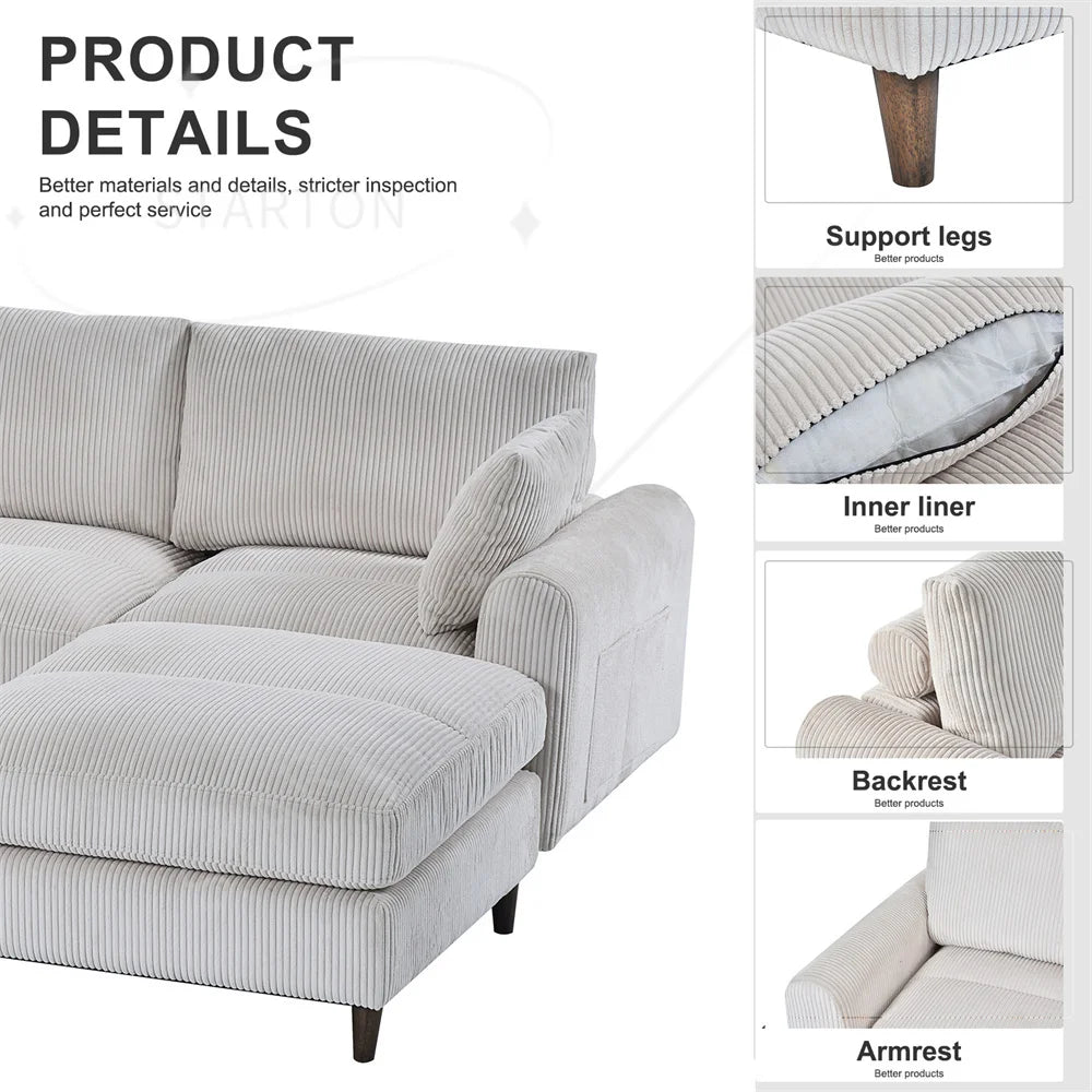 121" Modular Sectional Sofa Couch L Shaped Upholstered Sofa With Chaise Cushion Oversized 6 Seater Couches Sofas For Living Room