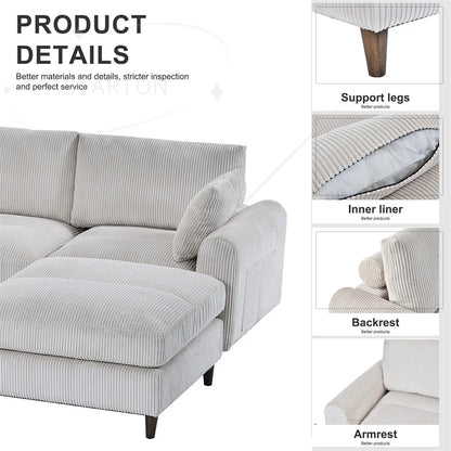 121" Modular Sectional Sofa Couch L Shaped Upholstered Sofa With Chaise Cushion Oversized 6 Seater Couches Sofas For Living Room