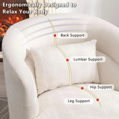 360° Swivel Barrel Chair Set 2 Comfy Upholstered Armchair with Pillow Living Room Bedroom Reading, Customized
