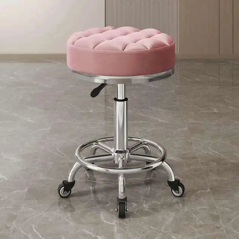 Barber Nail Salon Chair Swivel Wheels Rotating Salon Hair Stylist Barbershop Equipment Furniture Professional Rolling Silla