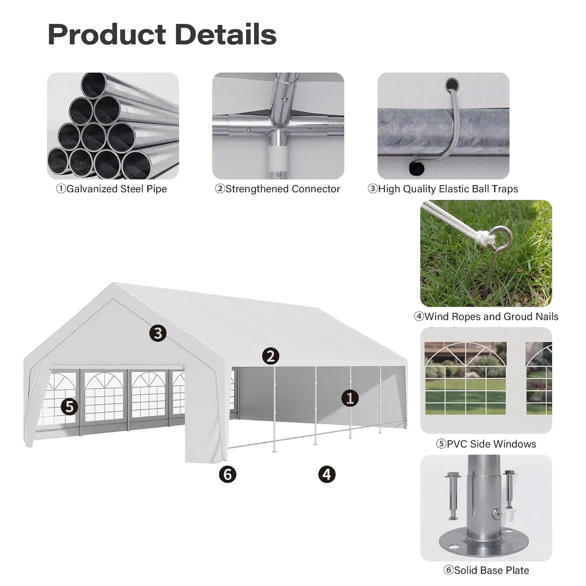 20x30 Heavy Duty Party Tent 40-60 People Removable Sidewalls Waterproof Event Steel Frame Backyard BBQ Commercial, Customized