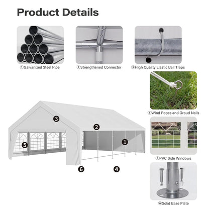 20x30 Heavy Duty Party Tent 40-60 People Removable Sidewalls Waterproof Event Steel Frame Backyard BBQ Commercial, Customized