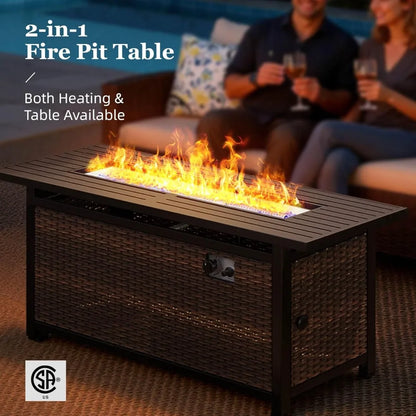 Rattan Outdoor Furniture Set, 6-piece Outdoor Deep-seated Leisure Set, Including Brazier Table and Footstool