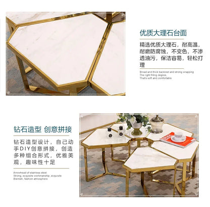 Creative Simple Modern Stainless Steel Marble Coffee Table Living Room Coffee Table Side Table