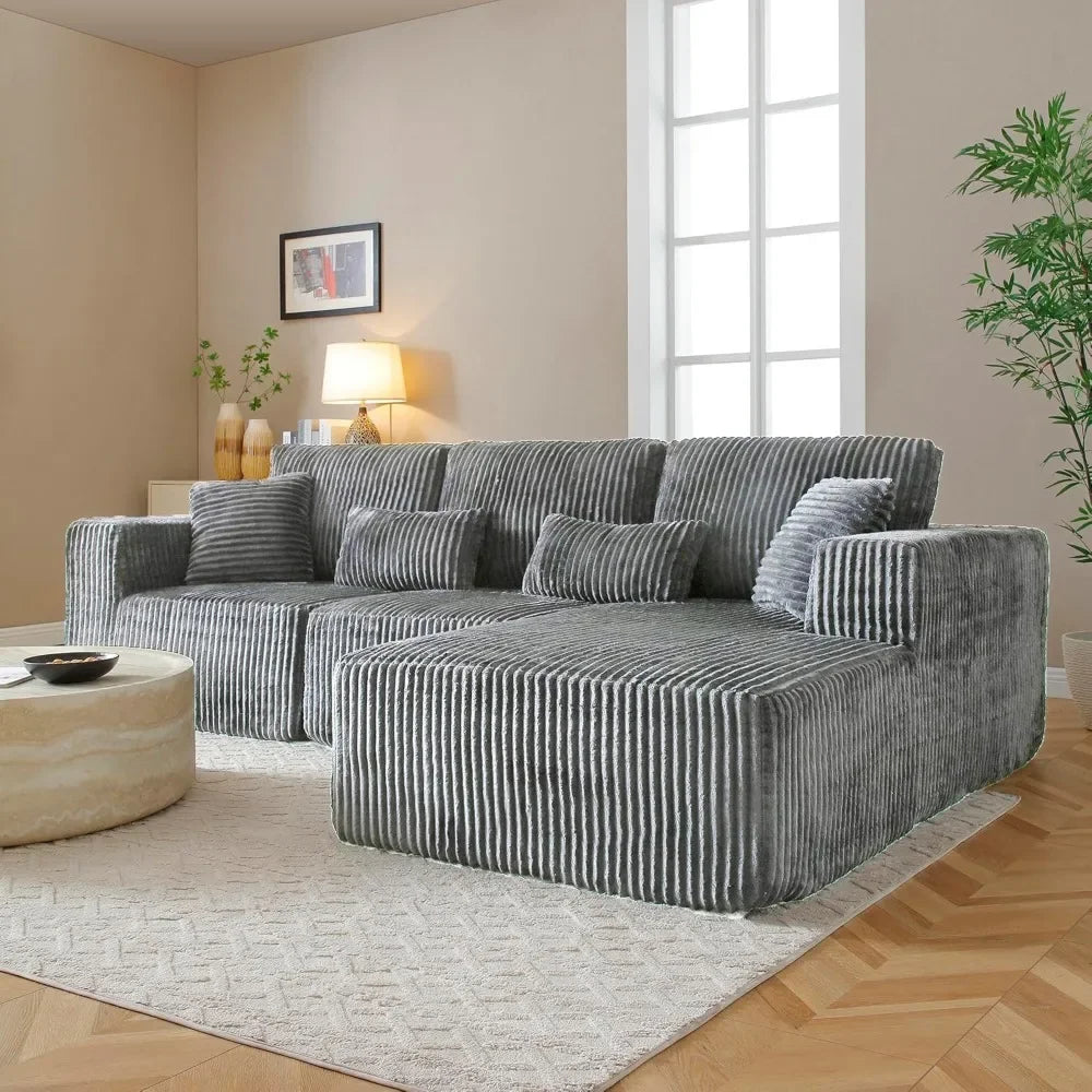 L-Shaped Modular Cloud Sofa with Chaise & Deep Seats