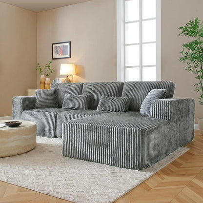 L-Shaped Modular Cloud Sofa with Chaise & Deep Seats