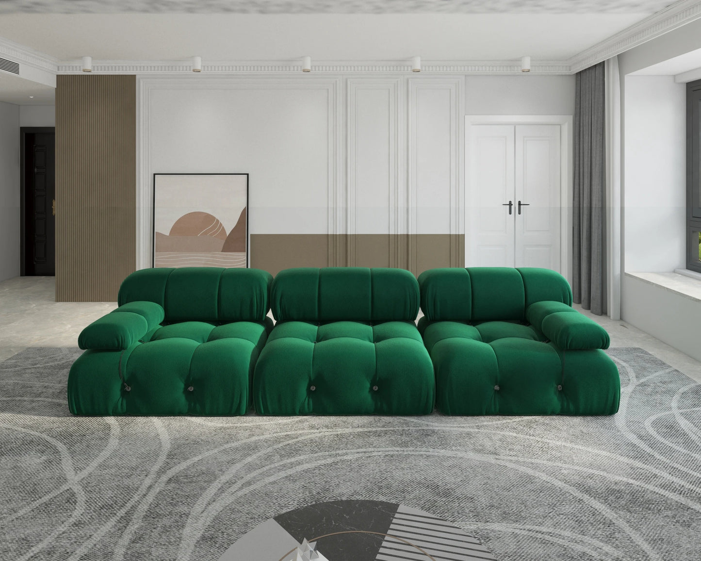 104" Minimalist Modular Sectional Sofas Modern Velvet Convertible Couches 3 Seats Living Room Sofa Sets for Office Apartment