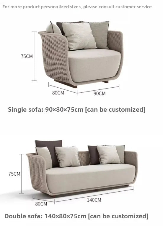Italian Style Modern Luxury Waterproof Outdoor Rattan Garden Sofa Set For Hotels And Villas For Courtyard
