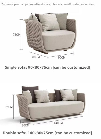 Italian Style Modern Luxury Waterproof Outdoor Rattan Garden Sofa Set For Hotels And Villas For Courtyard