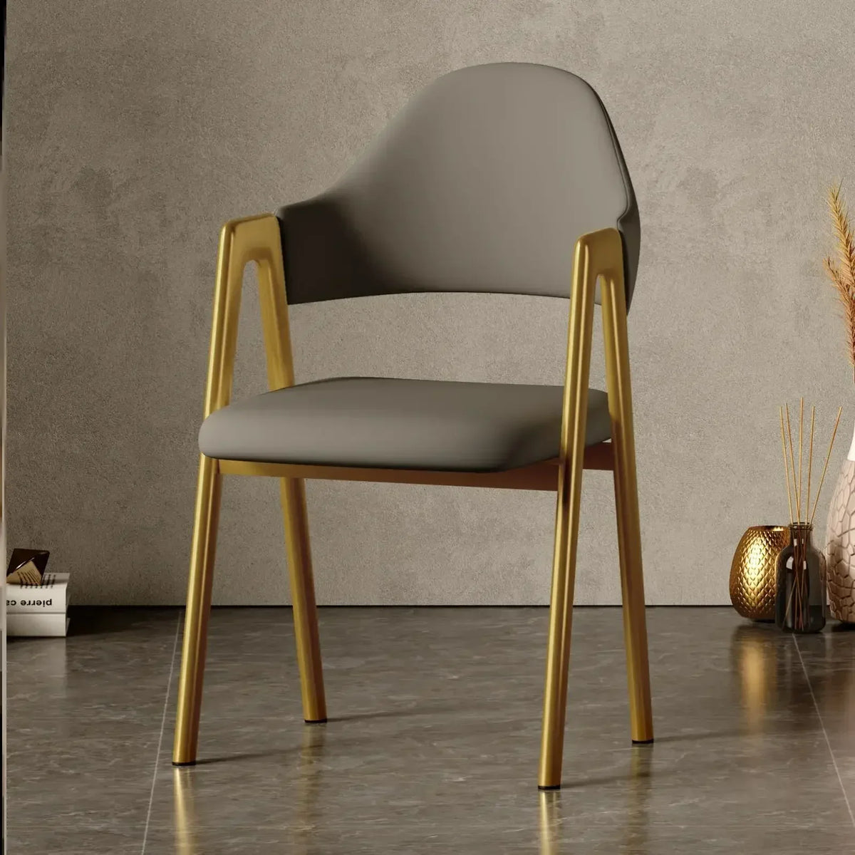 Room Dresser Dining Chairs Home Mid Century Modern Furniture Metal Skeleton Armchair Simple Makeup Armchair Kitchen Furniture