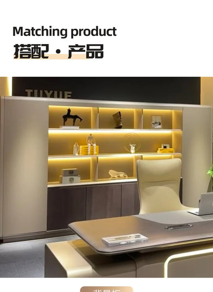 Elegant Light Luxury office desk Modern large high-end design executive desk Minimalist interior escritorio oficina furniture