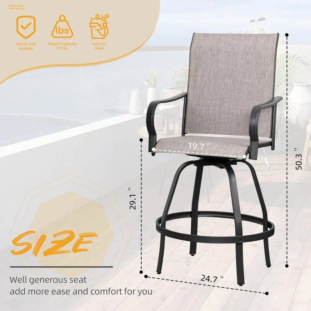 2 Piece Patio Swivel Bar Stools, Outdoor Height Bar Patio Stools& Bar Chairs Set of 2 with High Back, - Hot Sale