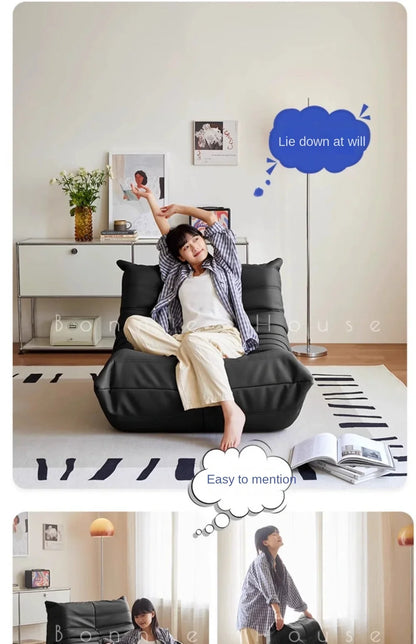 Black caterpillar sofa lazy single leisure chair togo original small apartment balcony living room lying down leather