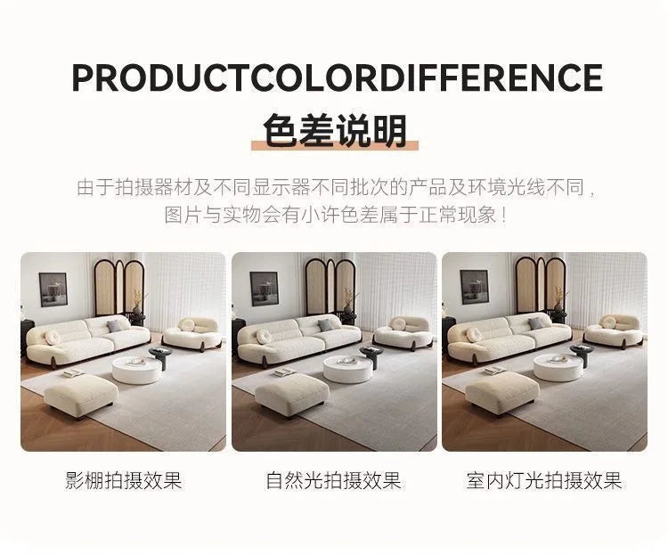 Sofa cream style, minimalist cat claw cloth leather art, small apartment living room arc sofa