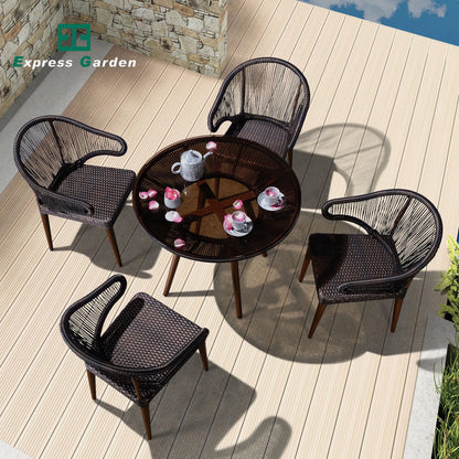 Express Garden Modern Aluminum Alloy Waterproof Outdoor Furniture Chair and Table Set for Dining Hotel & Villa Use
