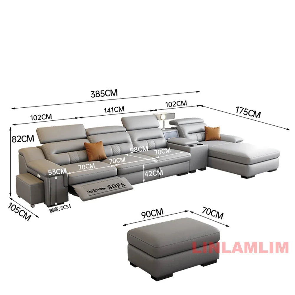Convertible Sofa Bed Electric Reclining Sectional Couch, Folding Sofa Cama With Power Recliner & Storage
