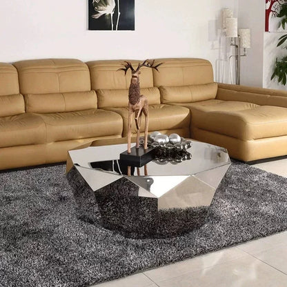 Modern Minimalist Luxury Diamond Stainless Steel Coffee Table Living Room Furniture Shaped  Center Table Tea Table Escritorios