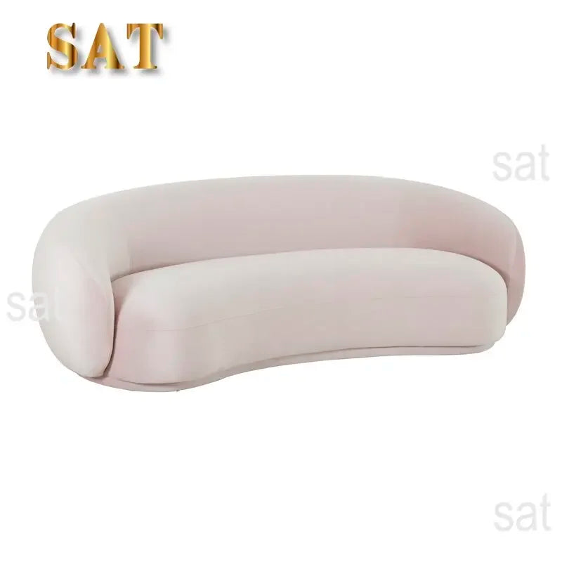 For Modern Velvet Round Arm Curved Sofa Large Couch Lounge Sofa for Home Hotel Furniture